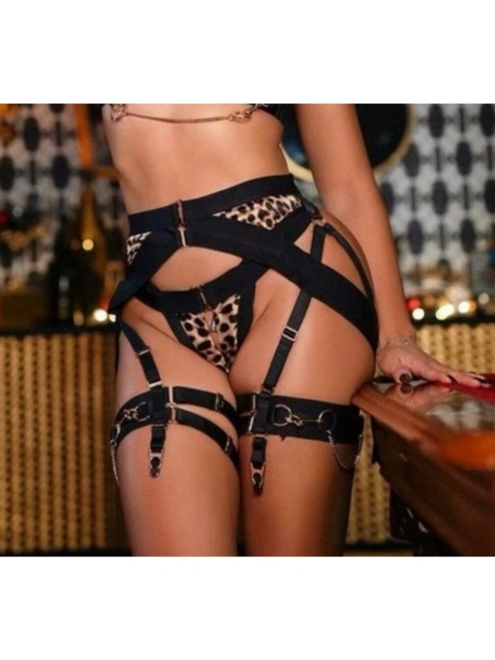 Honey Birdette KUKURO🔥🖤 Leopard Jaguar Garter Suspender Belt XSmall